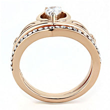 Load image into Gallery viewer, TK3518 - IP Rose Gold(Ion Plating) Stainless Steel Ring with AAA Grade CZ  in Clear