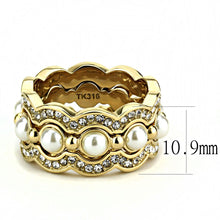 Load image into Gallery viewer, TK3520 - IP Gold(Ion Plating) Stainless Steel Ring with Synthetic Pearl in White