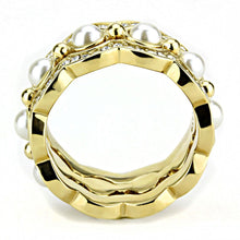 Load image into Gallery viewer, TK3520 - IP Gold(Ion Plating) Stainless Steel Ring with Synthetic Pearl in White