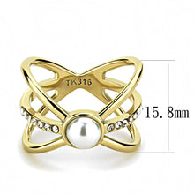 Load image into Gallery viewer, TK3522 - IP Gold(Ion Plating) Stainless Steel Ring with Synthetic Pearl in White