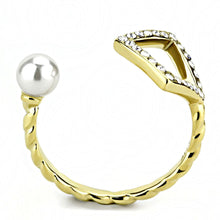 Load image into Gallery viewer, TK3523 - IP Gold(Ion Plating) Stainless Steel Ring with Synthetic Pearl in White