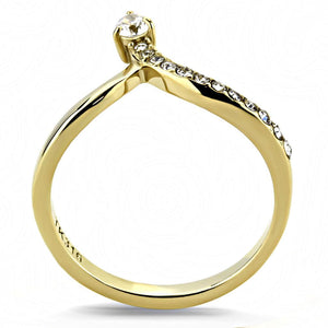 TK3524 - IP Gold(Ion Plating) Stainless Steel Ring with AAA Grade CZ  in Clear