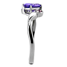 Load image into Gallery viewer, TK3525 - High polished (no plating) Stainless Steel Ring with AAA Grade CZ  in Tanzanite