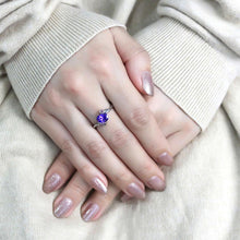 Load image into Gallery viewer, TK3525 - High polished (no plating) Stainless Steel Ring with AAA Grade CZ  in Tanzanite