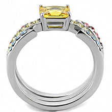 Load image into Gallery viewer, TK3526 - High polished (no plating) Stainless Steel Ring with AAA Grade CZ  in Topaz