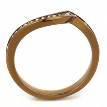 Load image into Gallery viewer, TK3528 - IP Coffee light Stainless Steel Ring with Top Grade Crystal  in Light Smoked