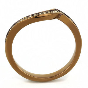 TK3528 - IP Coffee light Stainless Steel Ring with Top Grade Crystal  in Light Smoked