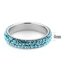 Load image into Gallery viewer, TK3535 - High polished (no plating) Stainless Steel Ring with Top Grade Crystal  in Sea Blue