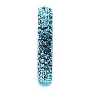 TK3535 - High polished (no plating) Stainless Steel Ring with Top Grade Crystal  in Sea Blue