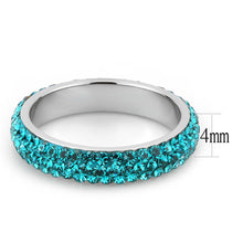 Load image into Gallery viewer, TK3538 - High polished (no plating) Stainless Steel Ring with Top Grade Crystal  in Blue Zircon