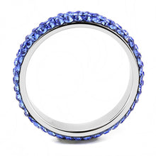 Load image into Gallery viewer, TK3539 - High polished (no plating) Stainless Steel Ring with Top Grade Crystal  in Sapphire