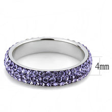 Load image into Gallery viewer, TK3540 - High polished (no plating) Stainless Steel Ring with Top Grade Crystal  in Tanzanite