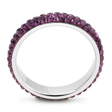 Load image into Gallery viewer, TK3541 - High polished (no plating) Stainless Steel Ring with Top Grade Crystal  in Amethyst