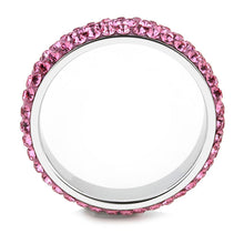 Load image into Gallery viewer, TK3542 - High polished (no plating) Stainless Steel Ring with Top Grade Crystal  in Rose