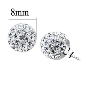 TK3544 - High polished (no plating) Stainless Steel Earrings with Top Grade Crystal  in Clear