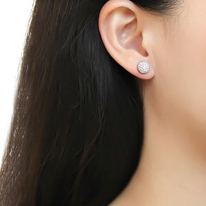 TK3544 - High polished (no plating) Stainless Steel Earrings with Top Grade Crystal  in Clear