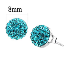 Load image into Gallery viewer, TK3549 - High polished (no plating) Stainless Steel Earrings with Top Grade Crystal  in Blue Zircon