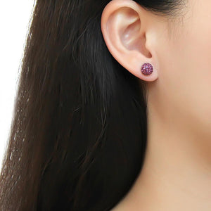 TK3552 - High polished (no plating) Stainless Steel Earrings with Top Grade Crystal  in Amethyst