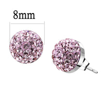 Load image into Gallery viewer, TK3554 - High polished (no plating) Stainless Steel Earrings with Top Grade Crystal  in Light Rose