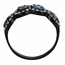 Load image into Gallery viewer, TK3559 - IP Black(Ion Plating) Stainless Steel Ring with AAA Grade CZ  in Sea Blue