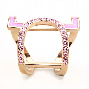 TK3561 - IP Rose Gold(Ion Plating) Stainless Steel Ring with Top Grade Crystal  in Light Rose