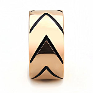 TK3563 - IP Rose Gold(Ion Plating) Stainless Steel Ring with Epoxy  in Jet