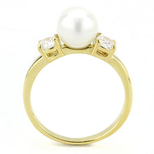 Load image into Gallery viewer, TK3567 - IP Gold(Ion Plating) Stainless Steel Ring with Synthetic Pearl in White