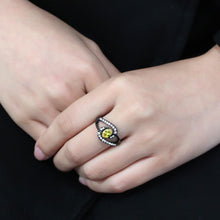 Load image into Gallery viewer, TK3571 - IP Black(Ion Plating) Stainless Steel Ring with AAA Grade CZ  in Topaz