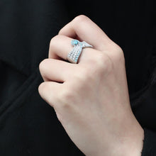 Load image into Gallery viewer, TK3572 - No Plating Stainless Steel Ring with AAA Grade CZ  in Sea Blue