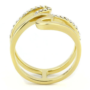 TK3574 - IP Gold(Ion Plating) Stainless Steel Ring with Top Grade Crystal  in Clear