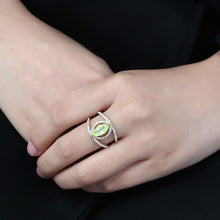 Load image into Gallery viewer, TK3578 - IP Gold(Ion Plating) Stainless Steel Ring with AAA Grade CZ  in Apple Green color