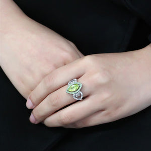 TK3579 - No Plating Stainless Steel Ring with AAA Grade CZ  in Apple Green color