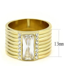 Load image into Gallery viewer, TK3581 - IP Gold(Ion Plating) Stainless Steel Ring with AAA Grade CZ  in Clear