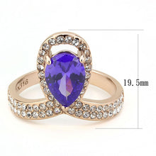 Load image into Gallery viewer, TK3589 - IP Rose Gold(Ion Plating) Stainless Steel Ring with AAA Grade CZ  in Tanzanite