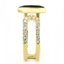 Load image into Gallery viewer, TK3591 - IP Gold(Ion Plating) Stainless Steel Ring with Top Grade Crystal  in Jet