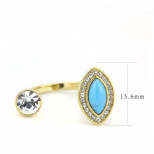 Load image into Gallery viewer, TK3592 - IP Gold(Ion Plating) Stainless Steel Ring with Synthetic Turquoise in Turquoise