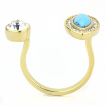 Load image into Gallery viewer, TK3592 - IP Gold(Ion Plating) Stainless Steel Ring with Synthetic Turquoise in Turquoise