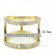 Load image into Gallery viewer, TK3593 - Two-Tone IP Gold (Ion Plating) Stainless Steel Ring with Top Grade Crystal  in Clear