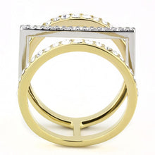 Load image into Gallery viewer, TK3593 - Two-Tone IP Gold (Ion Plating) Stainless Steel Ring with Top Grade Crystal  in Clear