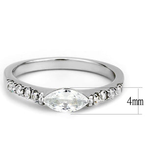 TK3607 - No Plating Stainless Steel Ring with AAA Grade CZ  in Clear