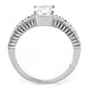 TK3608 - No Plating Stainless Steel Ring with AAA Grade CZ  in Clear