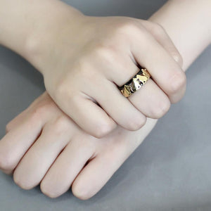 TK3609 - IP Gold+ IP Black (Ion Plating) Stainless Steel Ring with No Stone