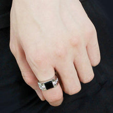 Load image into Gallery viewer, TK3615 - High polished (no plating) Stainless Steel Ring with Synthetic Onyx in Jet