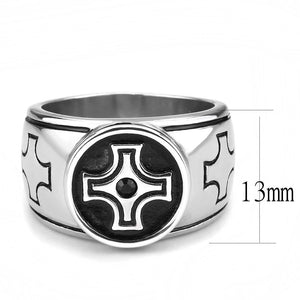 TK3617 - High polished (no plating) Stainless Steel Ring with Top Grade Crystal  in Jet