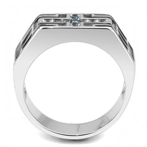 TK3623 - High polished (no plating) Stainless Steel Ring with Top Grade Crystal  in Montana