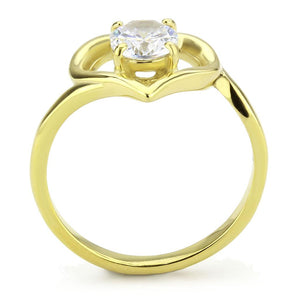 TK3628 - IP Gold(Ion Plating) Stainless Steel Ring with AAA Grade CZ  in Clear