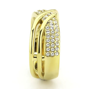 TK3632 - IP Gold(Ion Plating) Stainless Steel Ring with Top Grade Crystal  in Clear