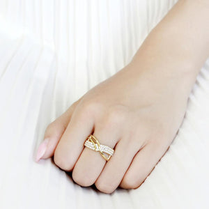 TK3632 - IP Gold(Ion Plating) Stainless Steel Ring with Top Grade Crystal  in Clear