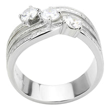 Load image into Gallery viewer, TK3633 - High polished (no plating) Stainless Steel Ring with AAA Grade CZ  in Clear