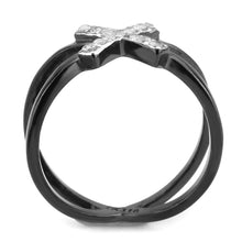 Load image into Gallery viewer, TK3635 - Two-Tone IP Black (Ion Plating) Stainless Steel Ring with AAA Grade CZ  in Clear